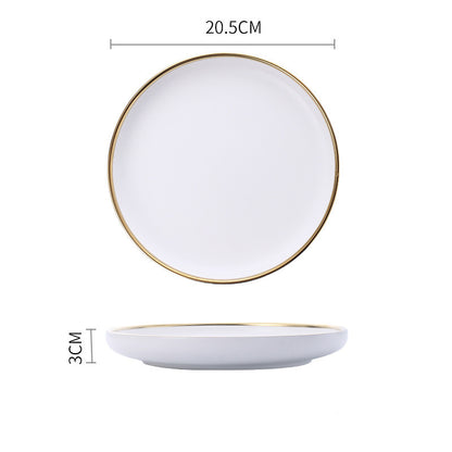 Silver Light Luxury Ceramic Dinnerware With Gold Edge And Silver Edge