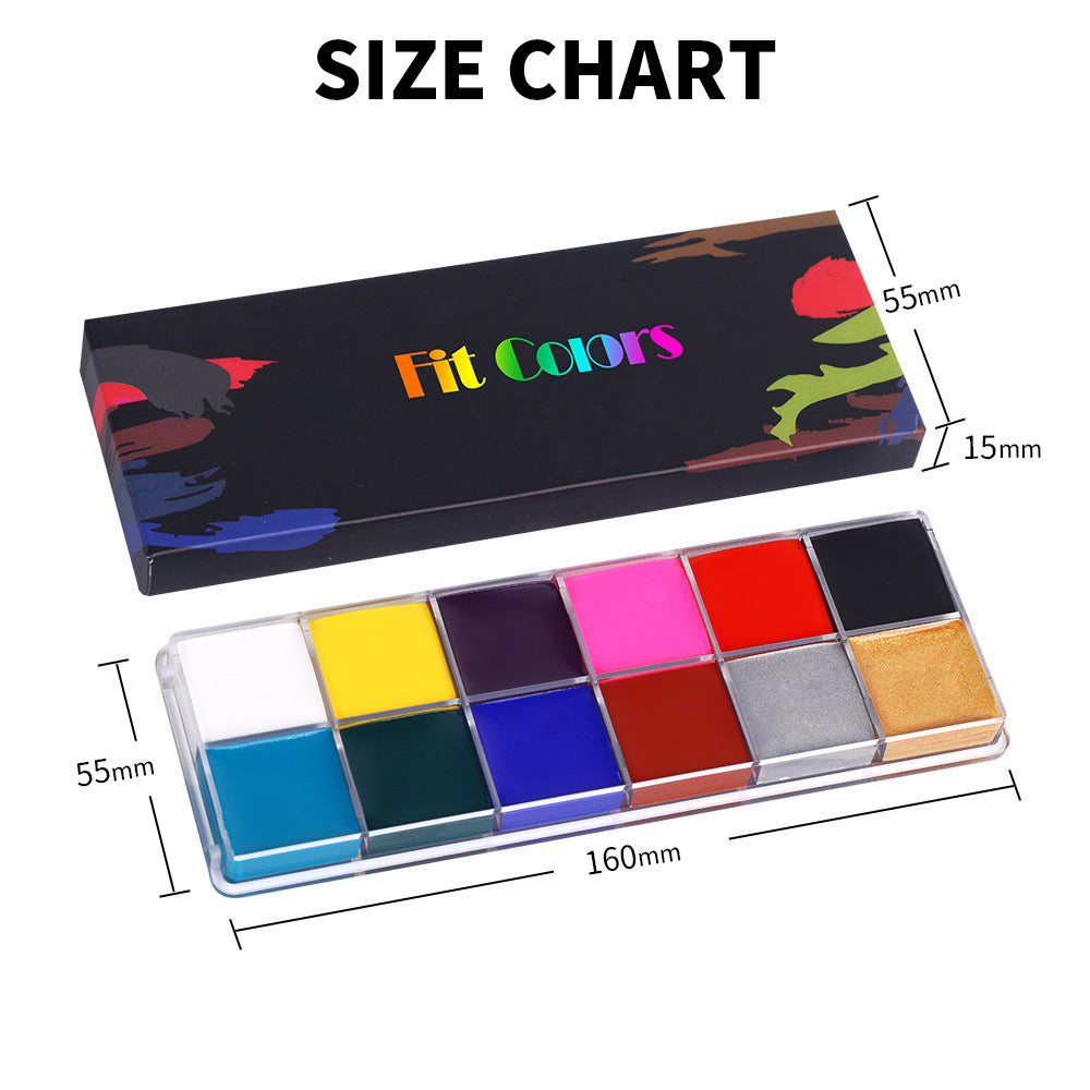 Fit Colors 12 Colors Face Paint Water Soluble Human Body Paints Halloween Masquerade Makeup Palette Brush - JDrop.Shop