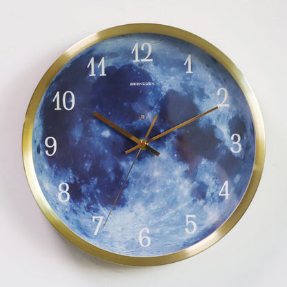 12-inch Blue Moon Luminous Wall Clock with Sound Control For Home Decoration