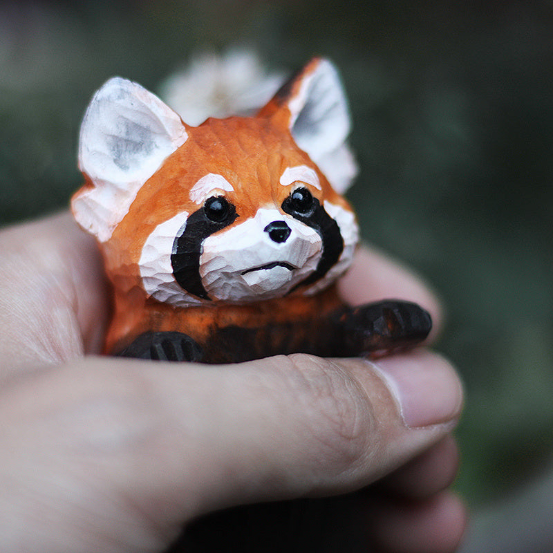 Red Panda Handmade Wood Carving Solid Wood