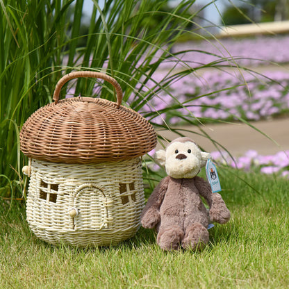 INS Handmade Rattan Mushroom Basket Cute Storage Ornament