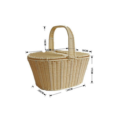 Woven Shopping Basket Square Outdoor Picnic Storage