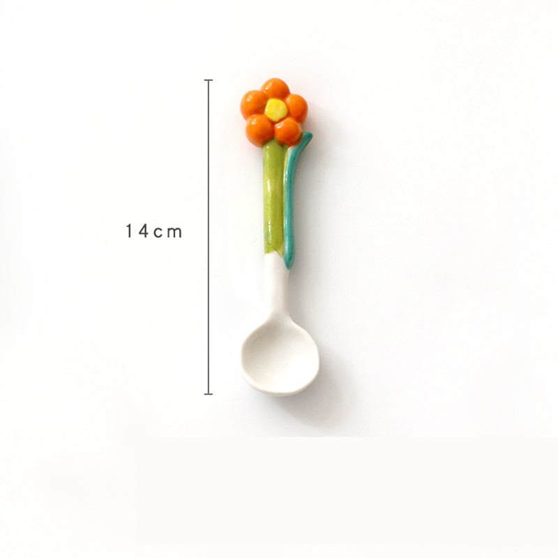 Ins Three Dimensional Small Flower Tulip Ceramic Spoon