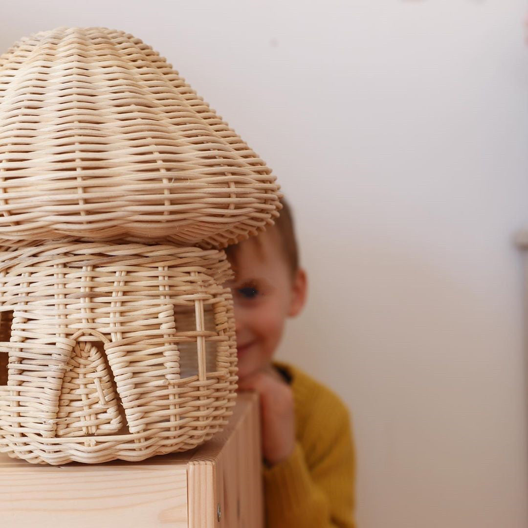 Handmade Rattan Woven Mushroom House Ornaments