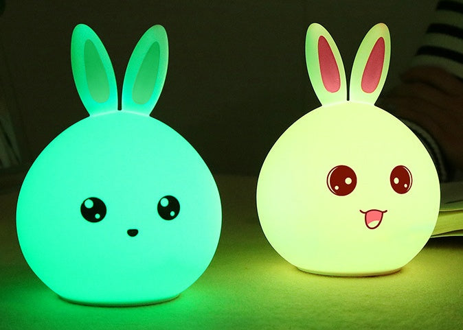 Cute Rabbit Night Light Touch Sensor Silicone LED Colorful Lights