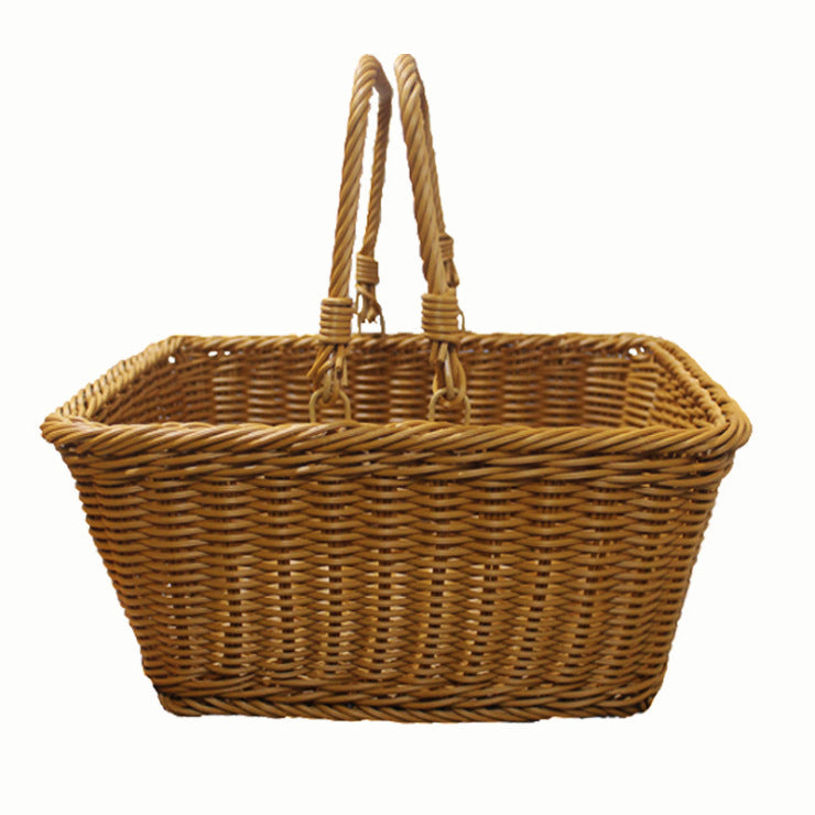 Woven Shopping Basket Square Outdoor Picnic Storage