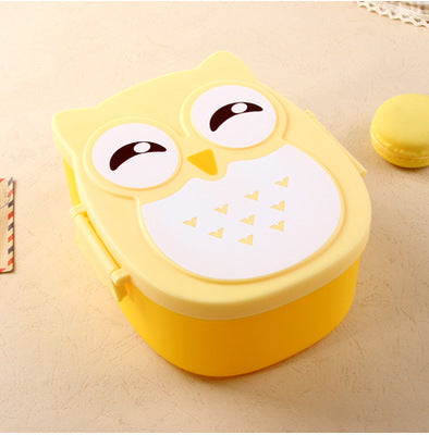 Owl Lunch Box Cute Cartoon Children Student Plastic Crisper Sealed Insulation Microwave