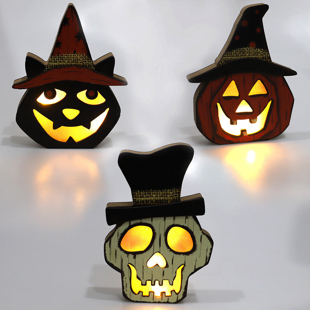 Halloween Wooden Pumpkin Lamp