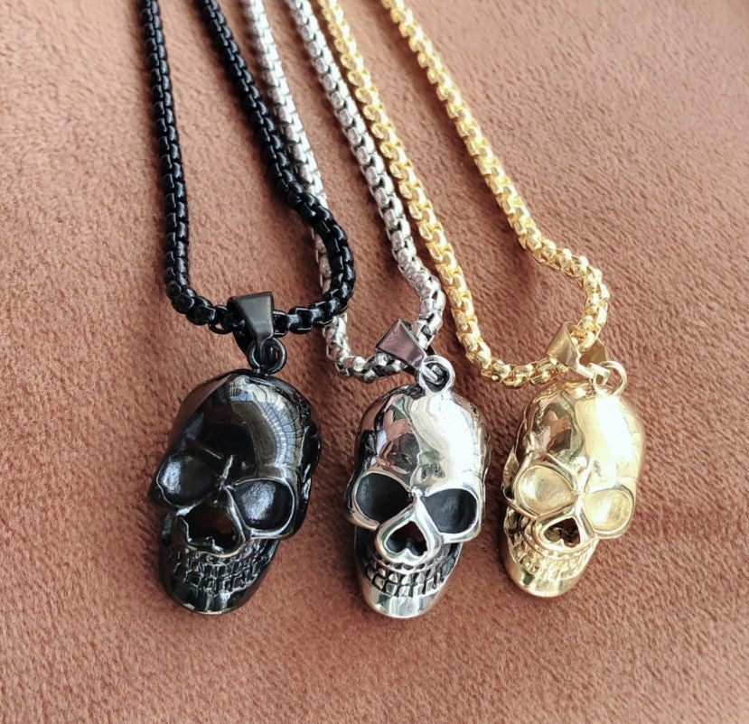 Punk Titanium Halloween Skull Necklace