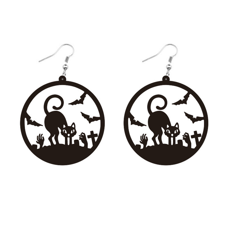 Round Acrylic Halloween Earrings