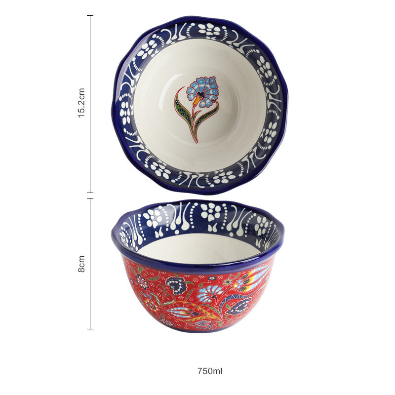 New Bohemian Hand-painted Household Ceramic Bowl