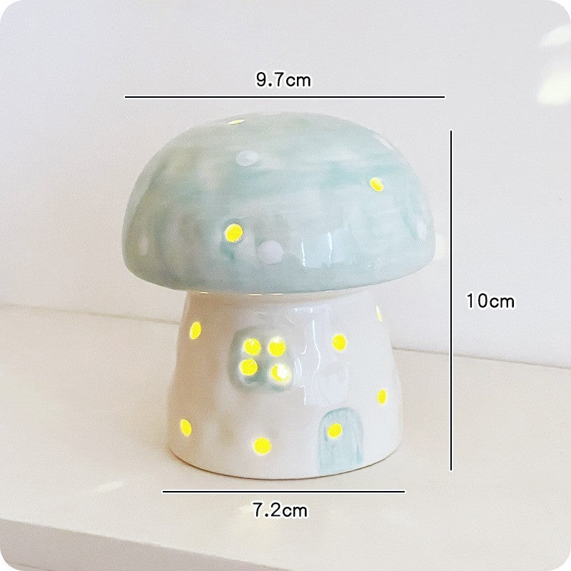 Handmade Cute Ceramic Mushroom Small Night Lamp Ornaments