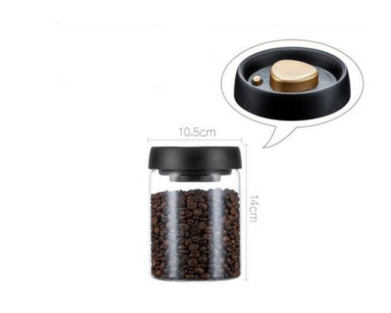 Vacuum Sealed Jug Set Black Coffee Beans Glass Airtight Canister Kitchen Food Grains Candy Keep Good Storage Jar Set Kitchen Gadgets