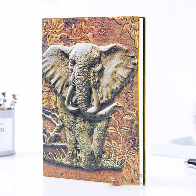 Creative PU Embossed Retro Elephant Notebook