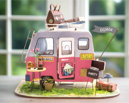 Happy Camper Miniature Dollhouse Trailer DIY Kit