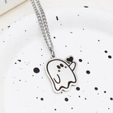 Cute Love Ghost Couple Necklace