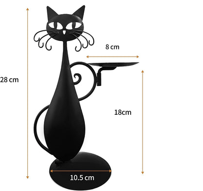 Decorative Metal Black Cat Candlestick