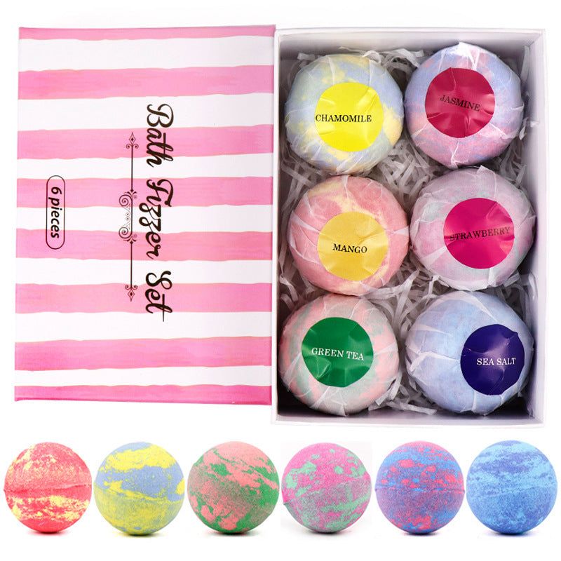 Bath Fizzer Aromatherapy Essential Oil Bubble Bath Ball Salt 6 Piece Set