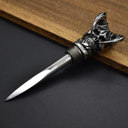 Damascus Skull Pure Handmade Tea Prying Knife