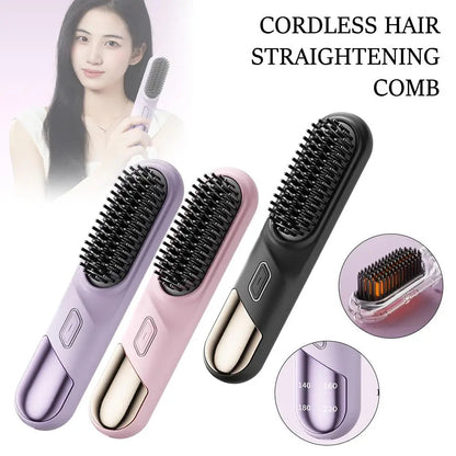 Wet Dry Hair Straightener Cordless Hair Straightener Brush With Fast Heating Negative Ions