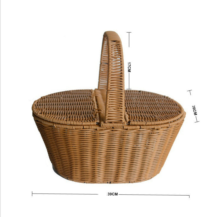 Woven Shopping Basket Square Outdoor Picnic Storage