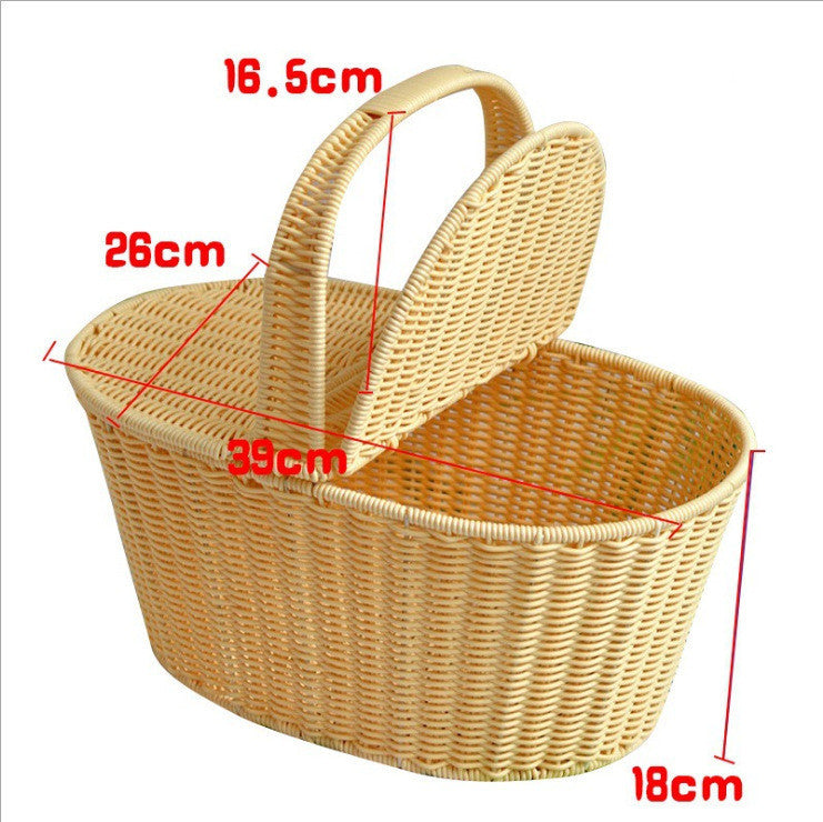 Woven Shopping Basket Square Outdoor Picnic Storage