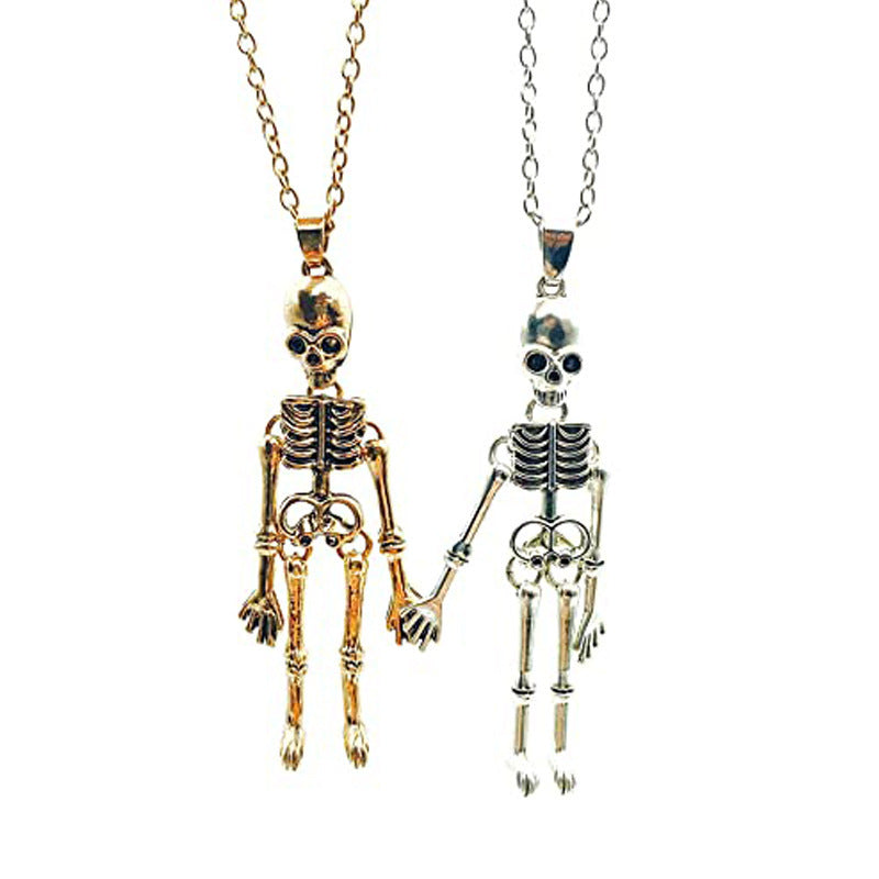 Vintage Skull Ghost Necklace Hand In Hand