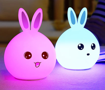 Cute Rabbit Night Light Touch Sensor Silicone LED Colorful Lights