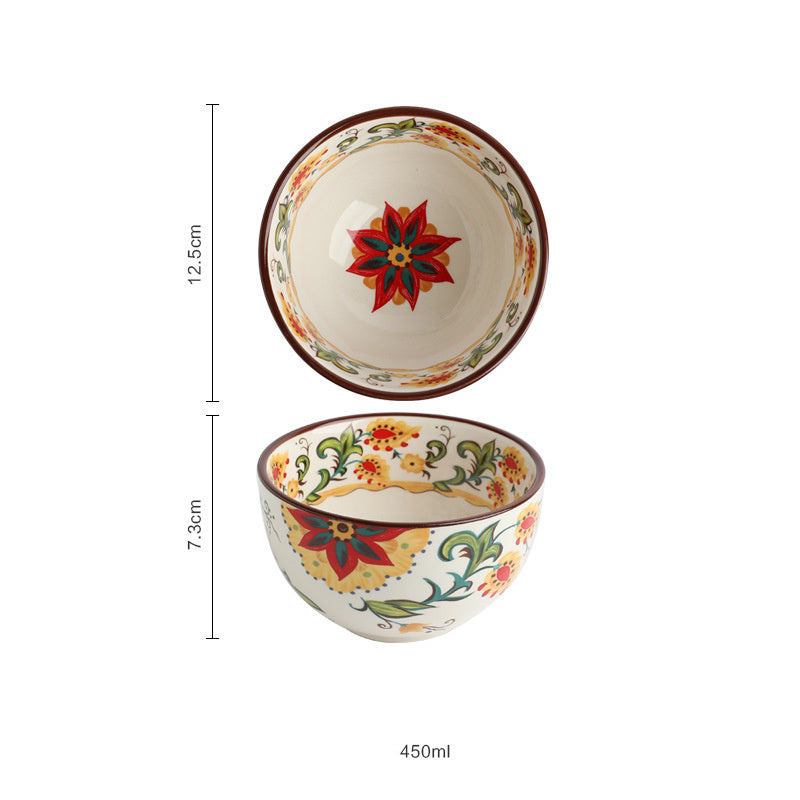 New Bohemian Hand-painted Household Ceramic Bowl