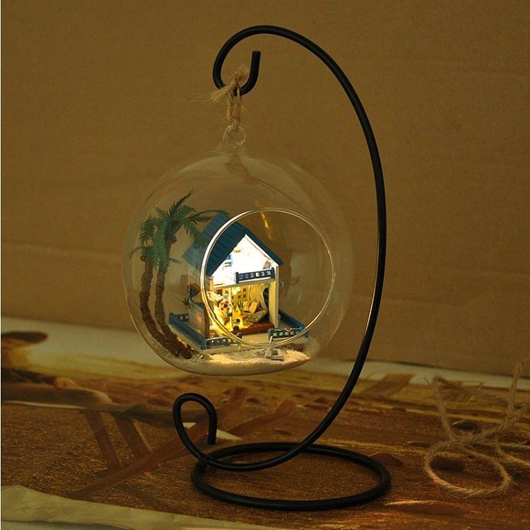 DIY Glass Ball Cover Mini Cabin in Forest Hanging Decoration