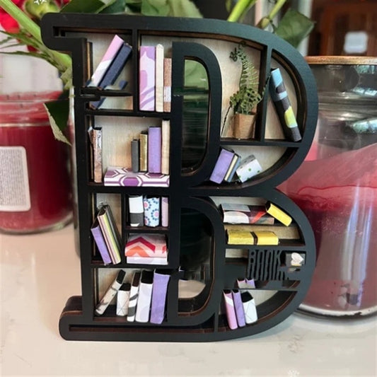 Custom Initial Book Lover Miniature Bookshelf