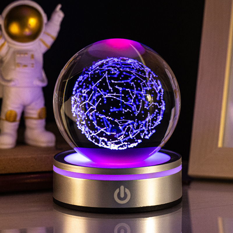 Creative 3D Luminous Crystal Ball Colorful Gradient Small Night Lamp Home Decorations