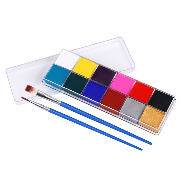 Fit Colors 12 Colors Face Paint Water Soluble Human Body Paints Halloween Masquerade Makeup Palette Brush - JDrop.Shop