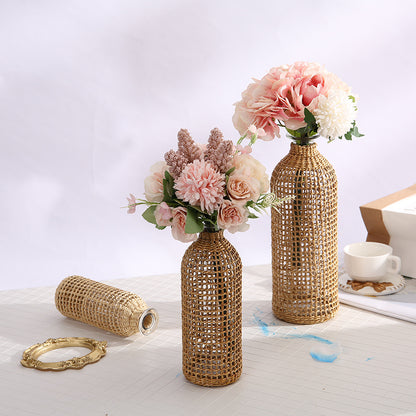 Handmade Straw Woven Glass Japanese Style Creative