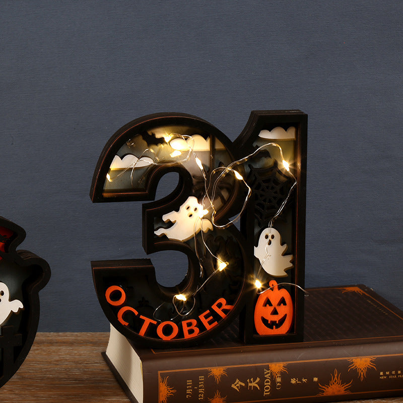 Halloween Ghost LED Wooden Decoration