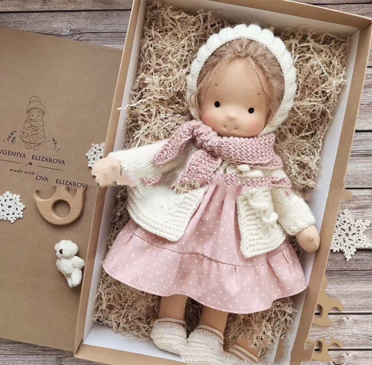 Waldorf Handmade Plush Doll With Curly Hair Girl