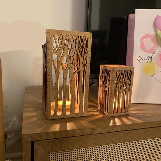 Wooden Candle Holder Bamboo Forest  Lantern