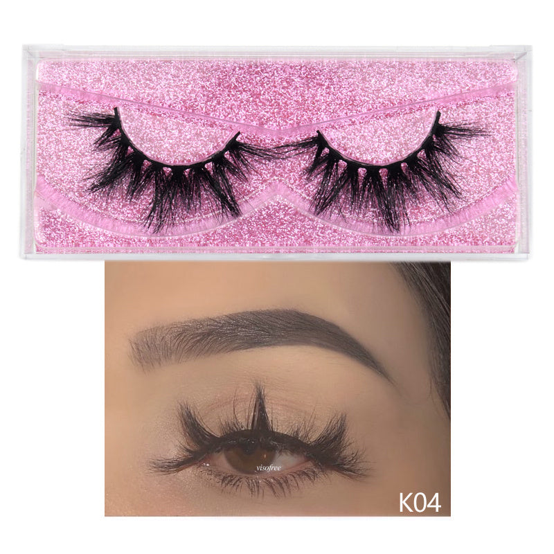 High Quality False Eyelashes with Pink Glitter Box