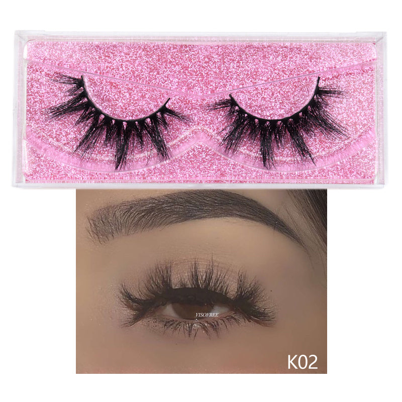 High Quality False Eyelashes with Pink Glitter Box