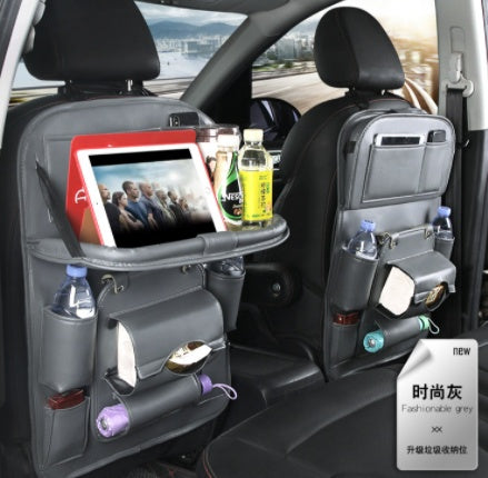 Car Waterproof PU Leather Multifunction Seat Hanging Organizer and Tray