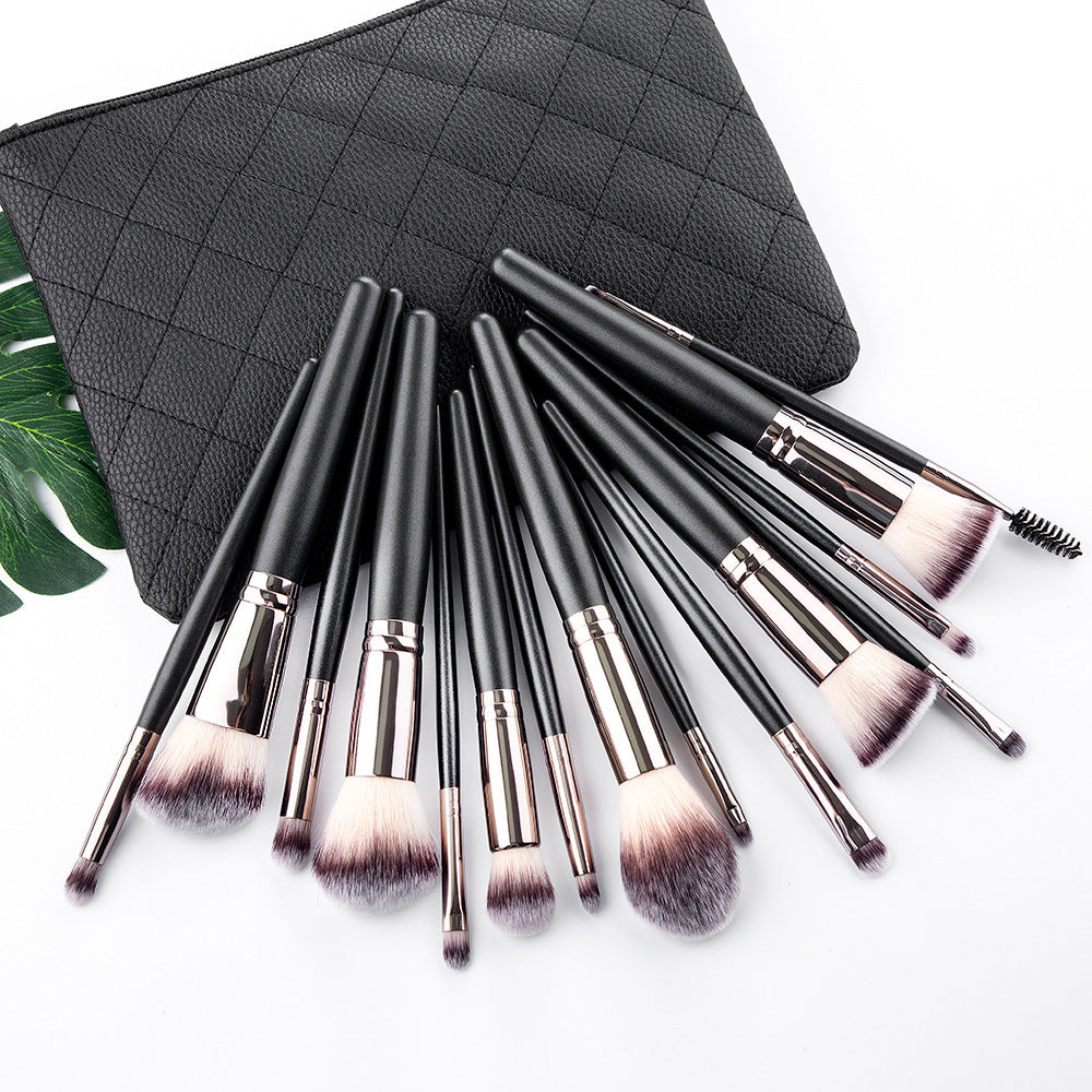 Matte Black 15 Makeup Brush Set