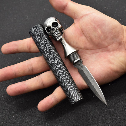 Damascus Skull Pure Handmade Tea Prying Knife