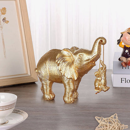 Gold Elephant Cradle Ornament Resin Home Decorations