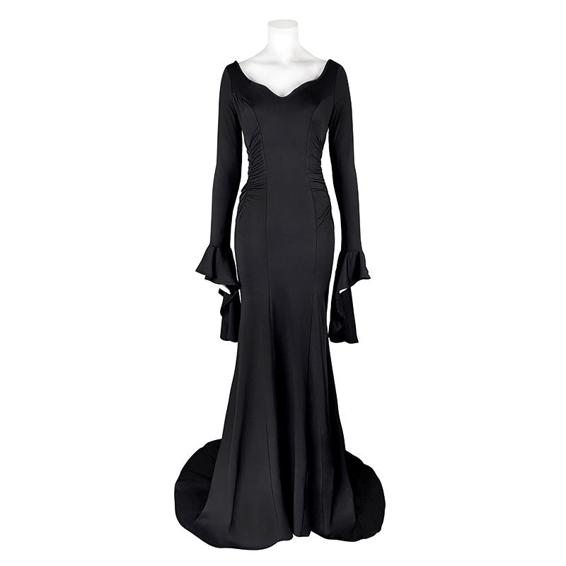 Adam's Family Morticia Black Dress  Halloween Costume