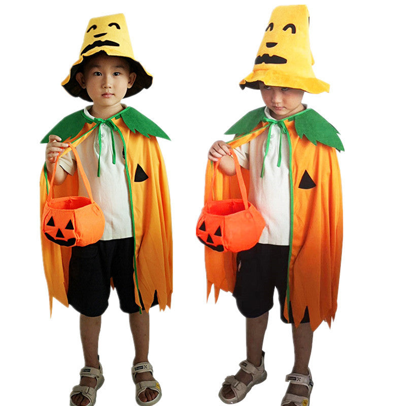 Halloween Children's Pumpkin Cloak Costume