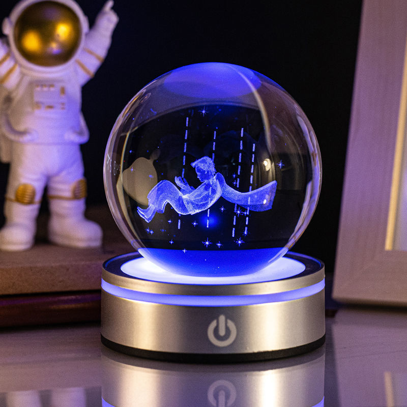 Creative 3D Luminous Crystal Ball Colorful Gradient Small Night Lamp Home Decorations