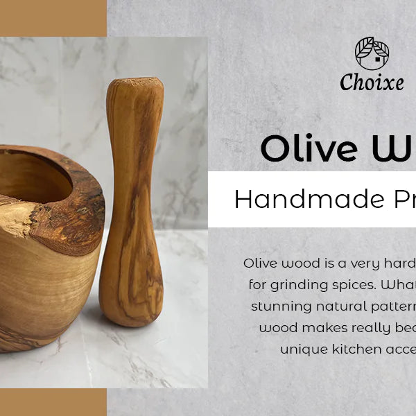 Olive Wood Rustic Mortar and Pestle