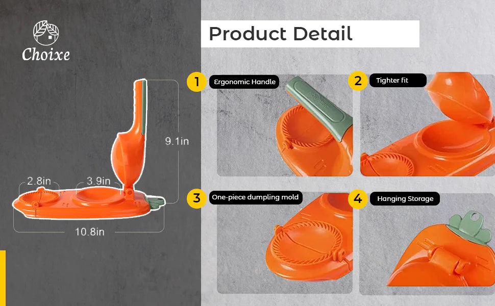 2-in-1 Manual Dough Press. Dumpling Empanada Pastries Maker