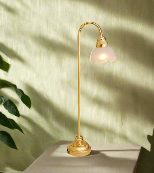 Miniature Dollhouse Flower Shade LED Floor Lamp Battery Type Without Cord