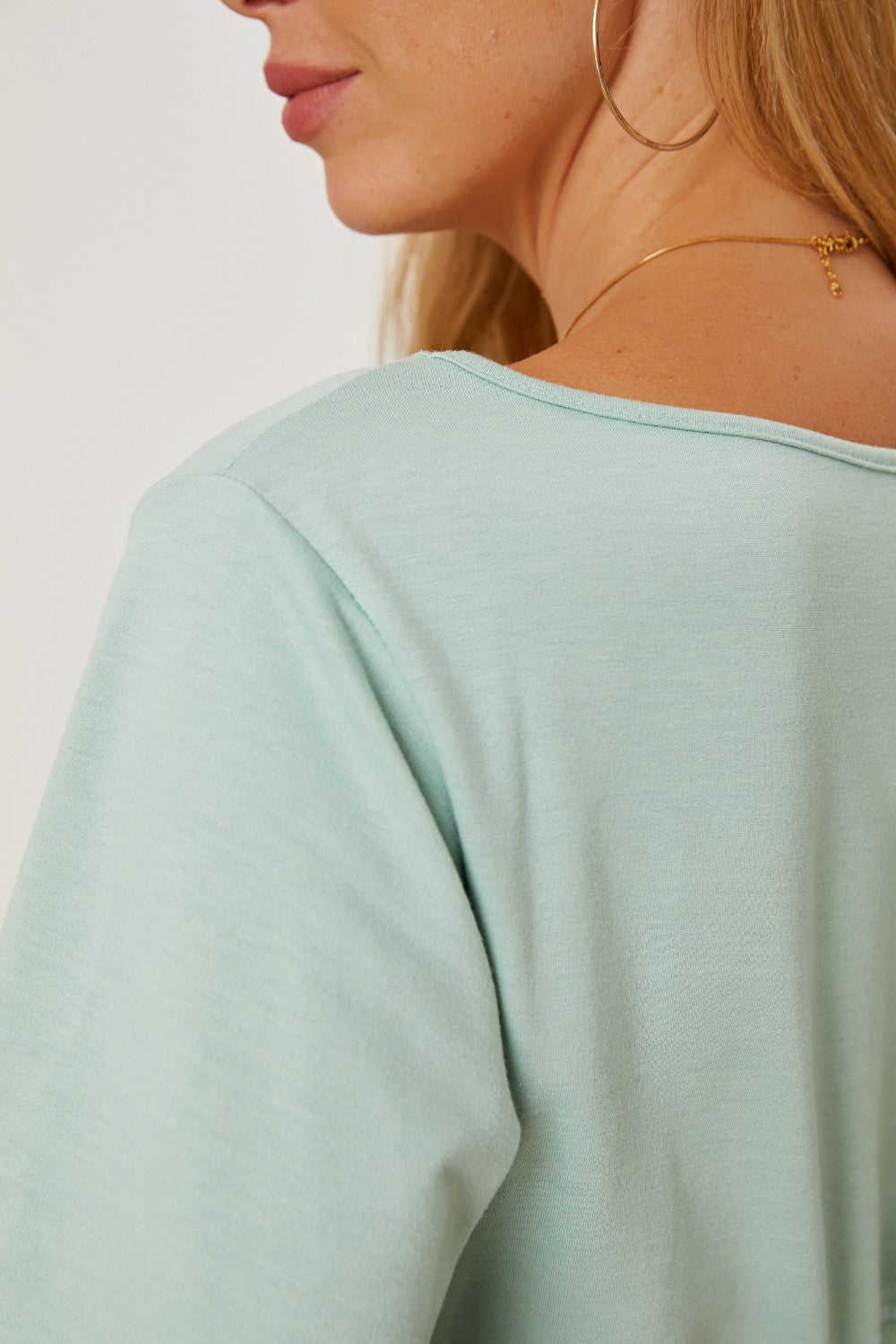 Boat Neck Lantern Sleeve Blouse - JDrop.Shop